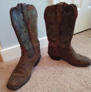 Women's Justin Brand Brown/Turquoise Cowboy boots